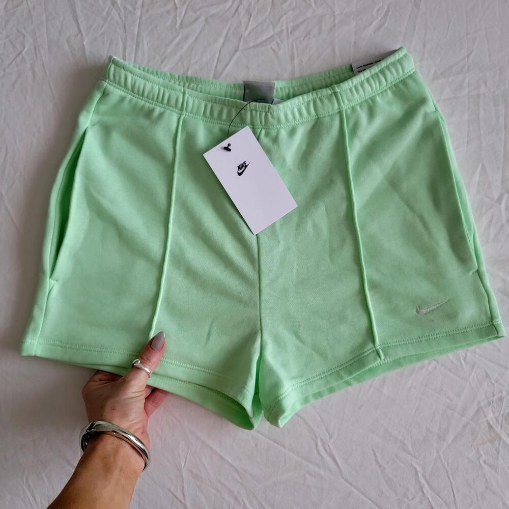 NWT NIKE slim fit terry sweat shorts in neon mint green